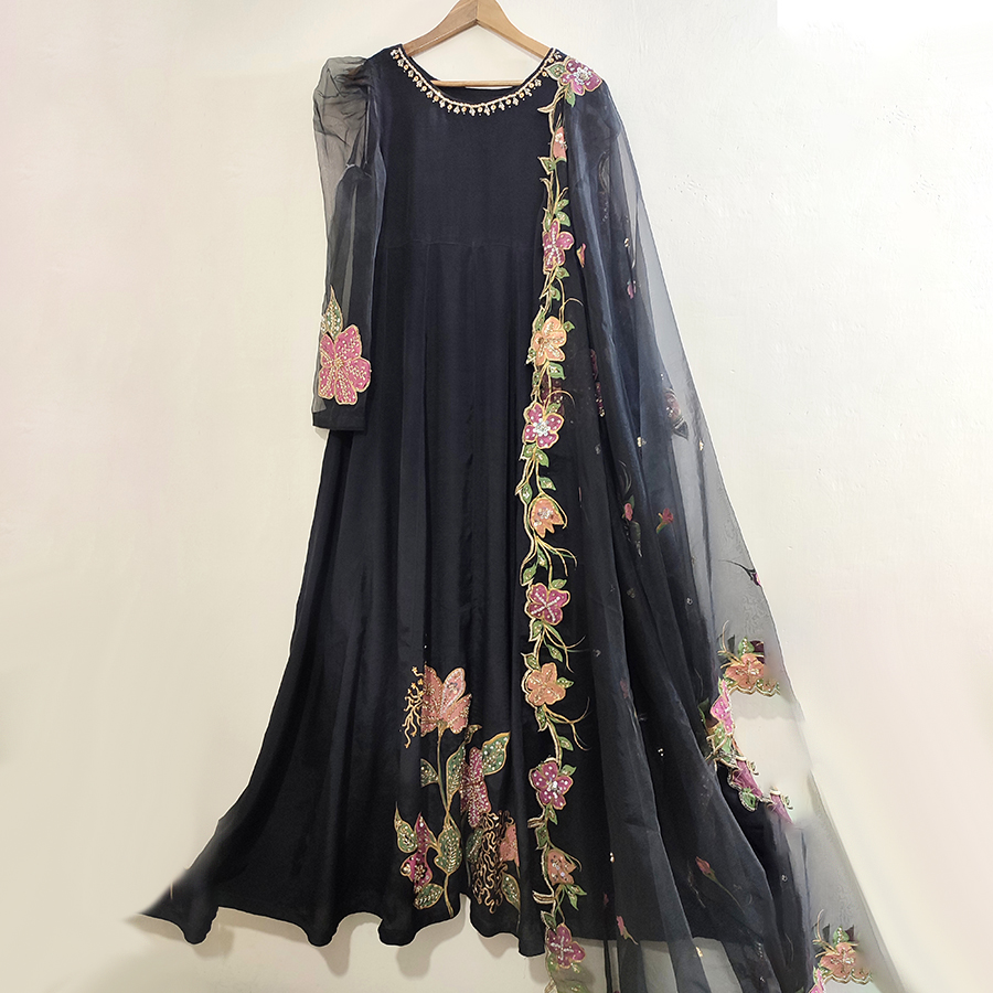 cut work embroidered woven maxi dress Maritime Knot Front Maxi Dress Black/Natural / M