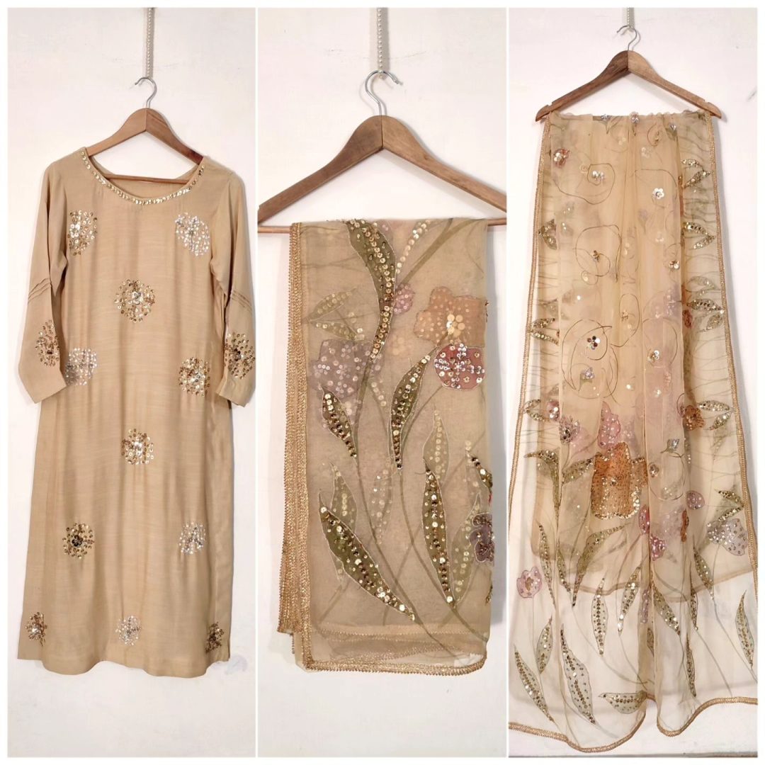 Hand Painted Dress with Embailishment